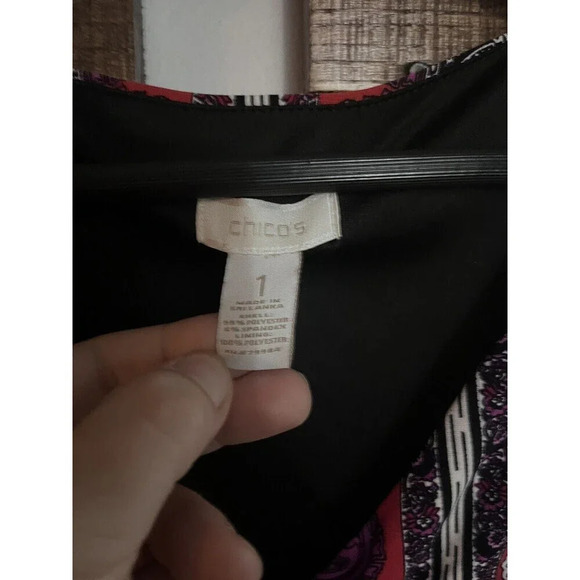 Chicos Womens Dress Maxi Size 1 Paisley Handkerchief Print Boho Stretch Tank - Picture 3 of 5